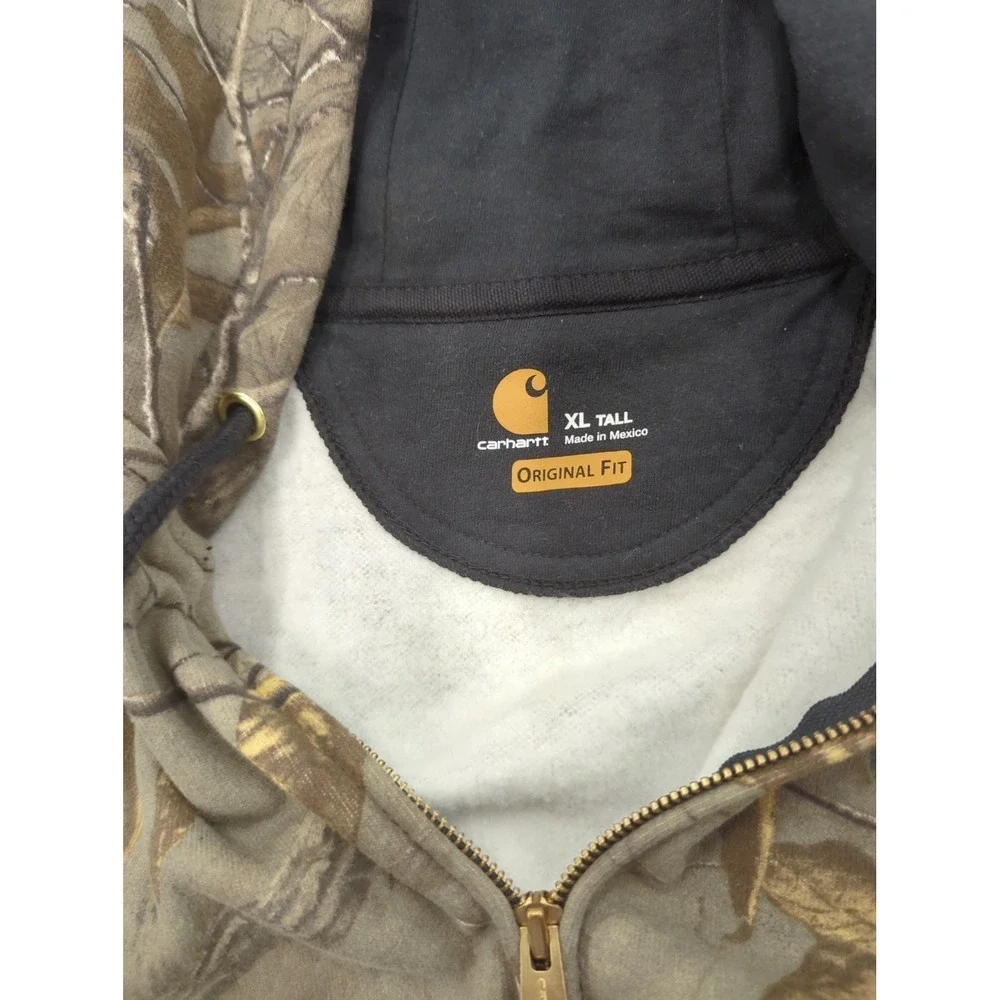 Vtg Carhartt Zip Hoodie Mens XLT Tall K289 977 Y2K Real Tree Camo Sweatshirt